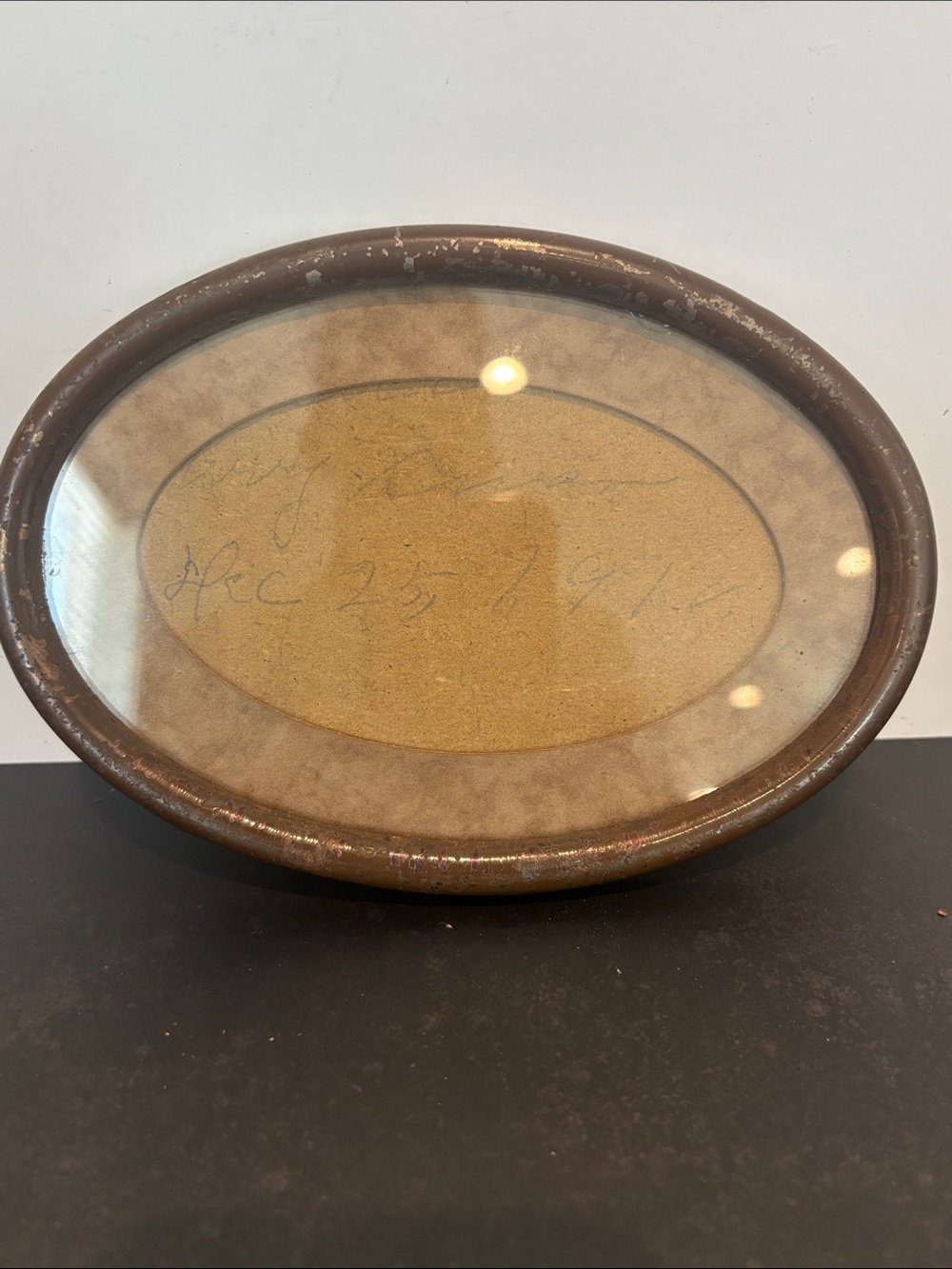 Vintage Oval Wall Frame in Brown